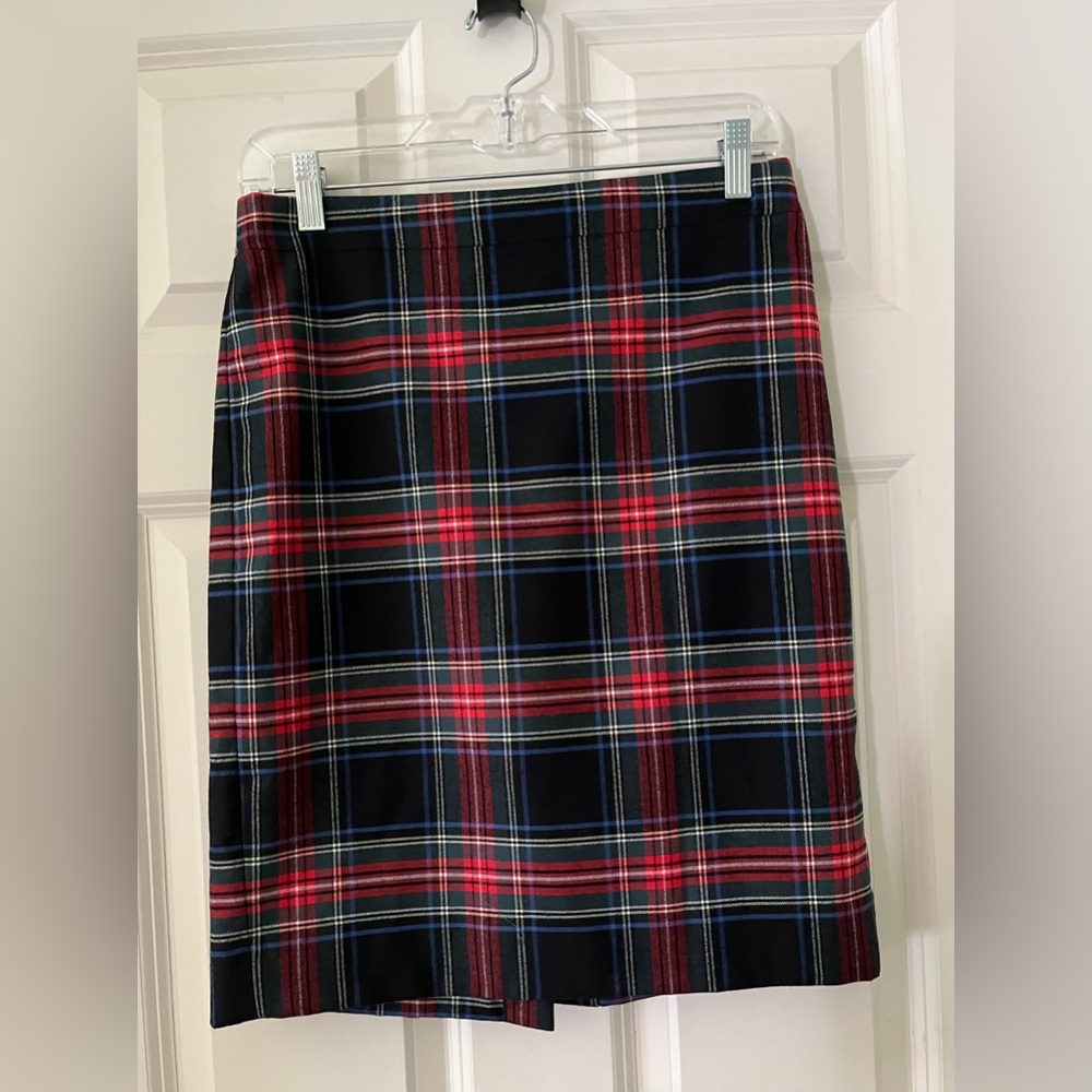 J Crew Tartan Plaid Wool The Pencil Skirt Academia Career Preppy Holiday size 2